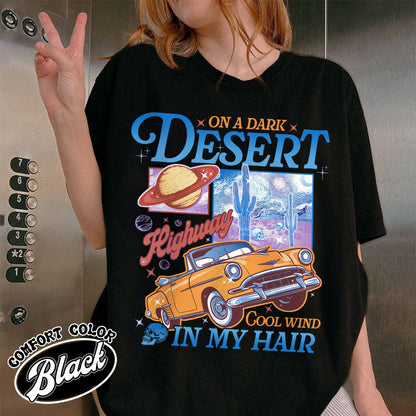 Adventure Camping Comfort Color Shirt, on a Dark Desert Highway Shirt, Desert Shirt