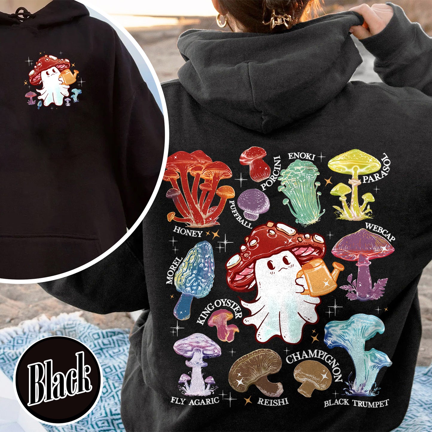 Halloween Hoodie, Magic Mushroom Microdose Hoodie, Mystical Mushroom Ghost Hoodie