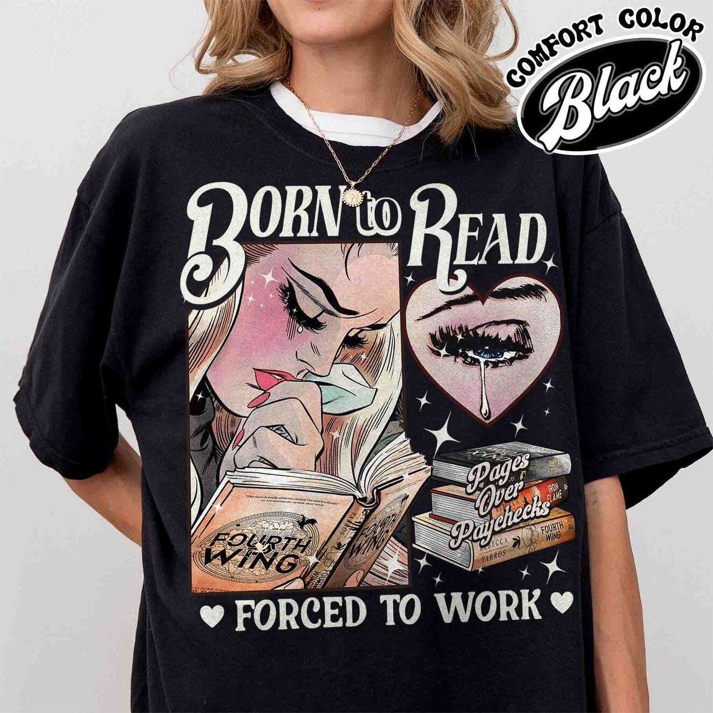 Born To Read Forced To Work Shirt, Born To Read FW Shirt, Born To Read Bookish Crewneck, Basgiath War College, Dragon Rider, Fantasy Reader