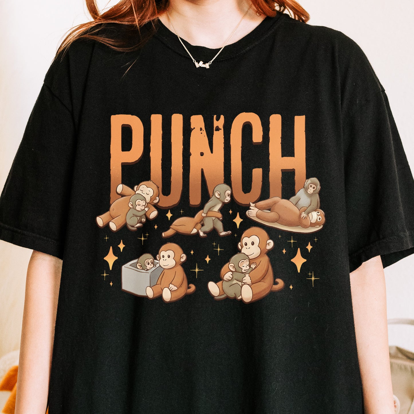 Monkey Punch Cute - Funny Kawaii Monkeys Graphic - Animals Monkeys Lovers Tshirt