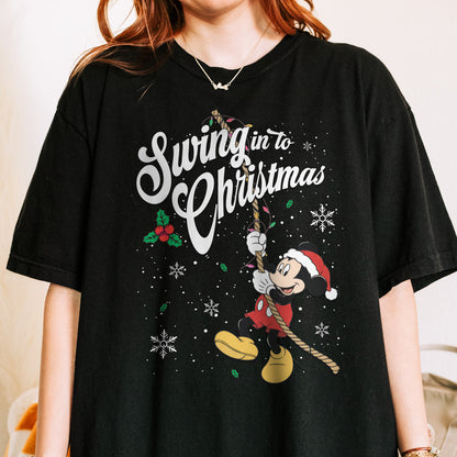 Swing Into Christmas Shirt: Funny Mickey Christmas Tee, Cute Holiday Shirt, Festive Disney Christmas Outfit Tshirt