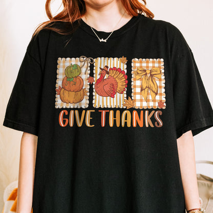 Thanksgiving Holiday, Give Thanks Coquette, Fall Pumpkin Turkey, Grateful Thankful Blessed, Autumn Gift Tshirt
