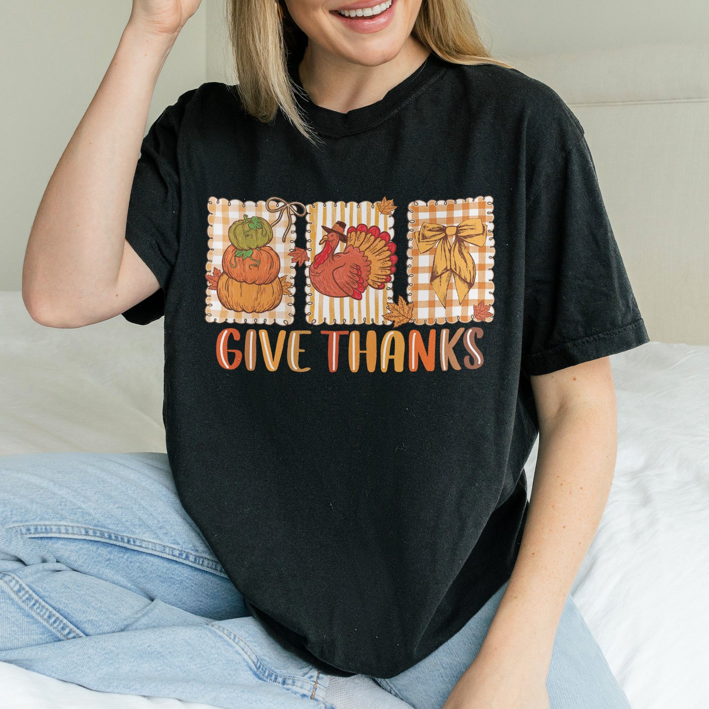Thanksgiving Holiday, Give Thanks Coquette, Fall Pumpkin Turkey, Grateful Thankful Blessed, Autumn Gift Tshirt
