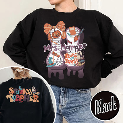 Back to School Sweatshirt, Personalized Halloween Teacher Sweatshirt, First Day of School Sweatshirt