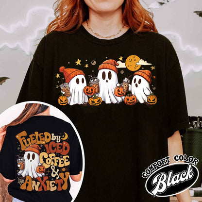 Halloween Coffee Shirt, Little Ghost Iced Coffee Shirt, Halloween Shirt ,Cute Ghost Drinking Coffee, Halloween Ghost Iced Coffee T-shirt