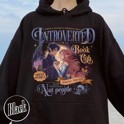 Introverted Book Club Hoodie, Romantasy Readers Society Hoodie, Antisocial Book Club