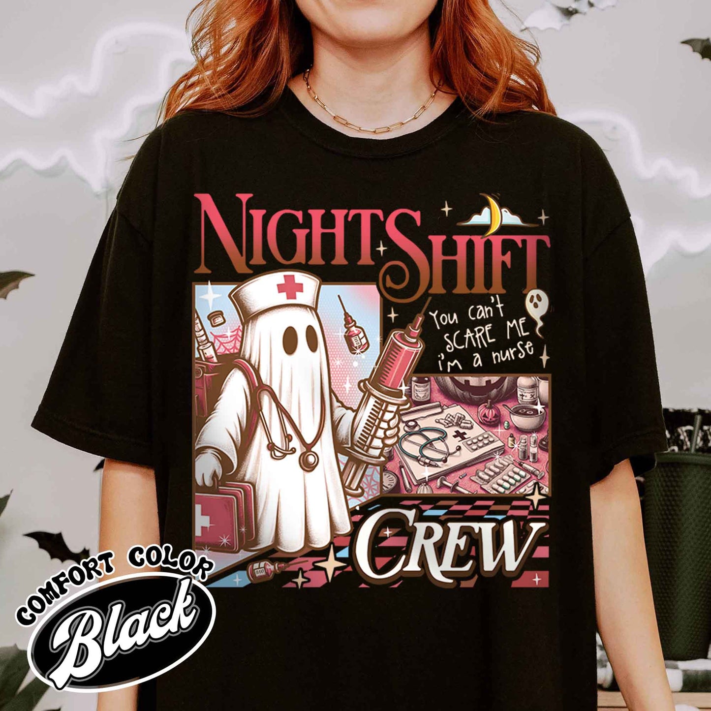 Night Shift Crew Ghost Shirt, Night Shift Crew Halloween Shirt, Halloween Night Shift Crew, Registered Nurse Halloween Shirt, Halloween RN Shirt