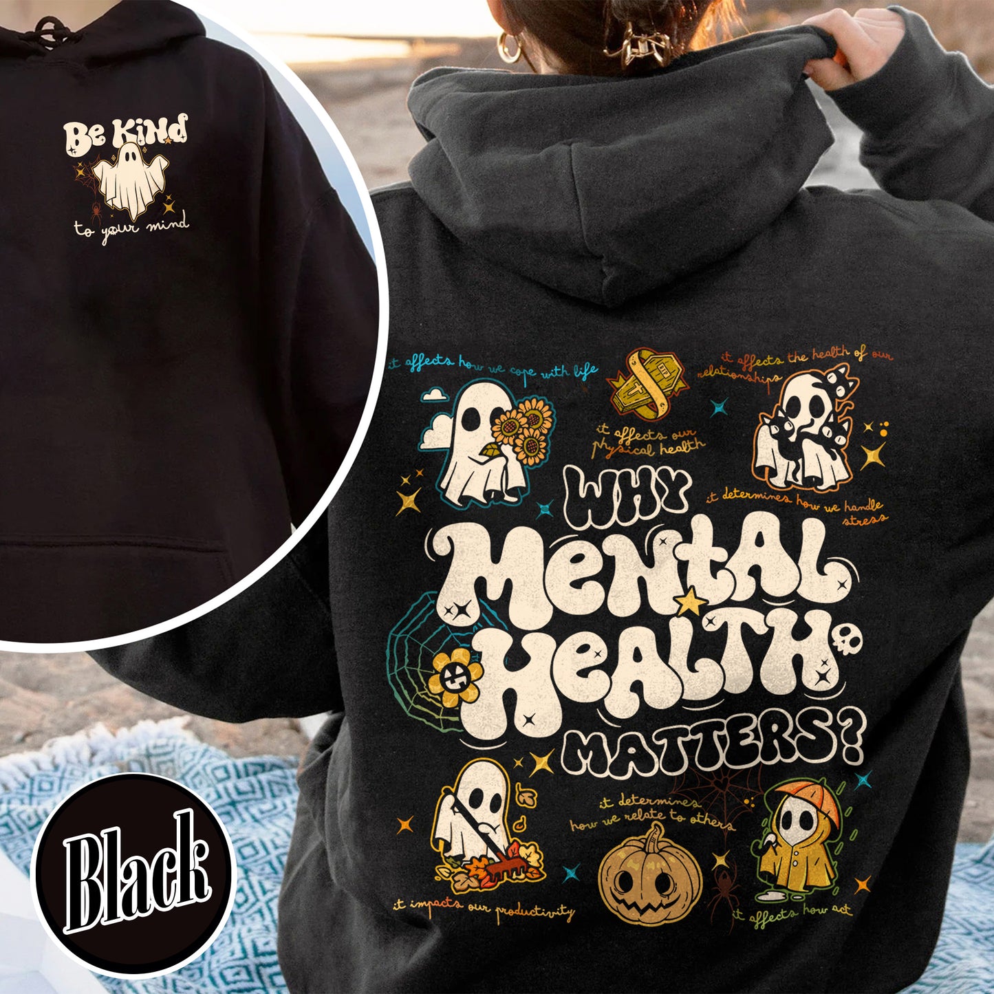 Halloween Mental Health Hoodie, Don’t Ghost Your Feelings Hoodie, Therapist School Counselor Hoodie
