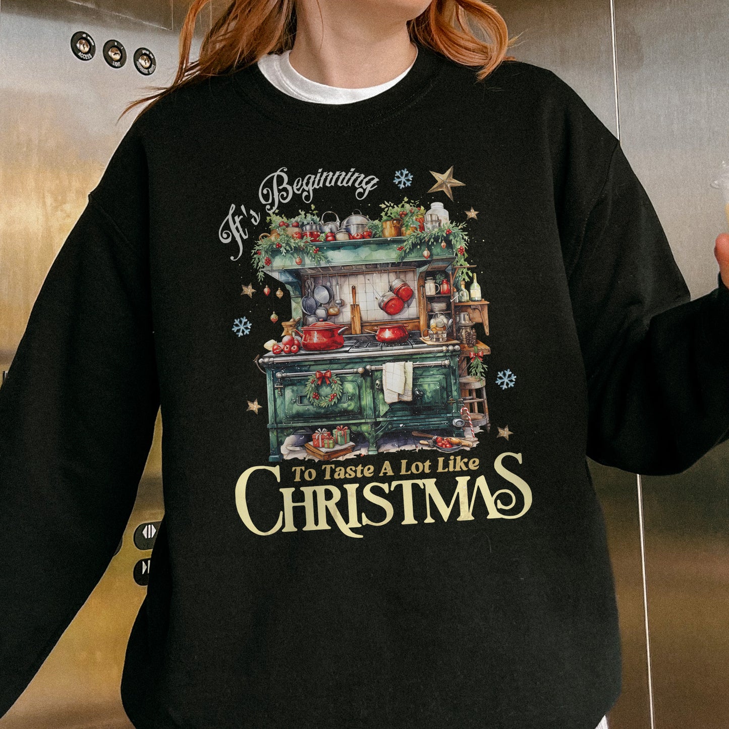 Christmas Kitchen Sweatshirt: It’s Beginning to Taste Like Christmas, Cozy Christmas Baking Sweatshirt
