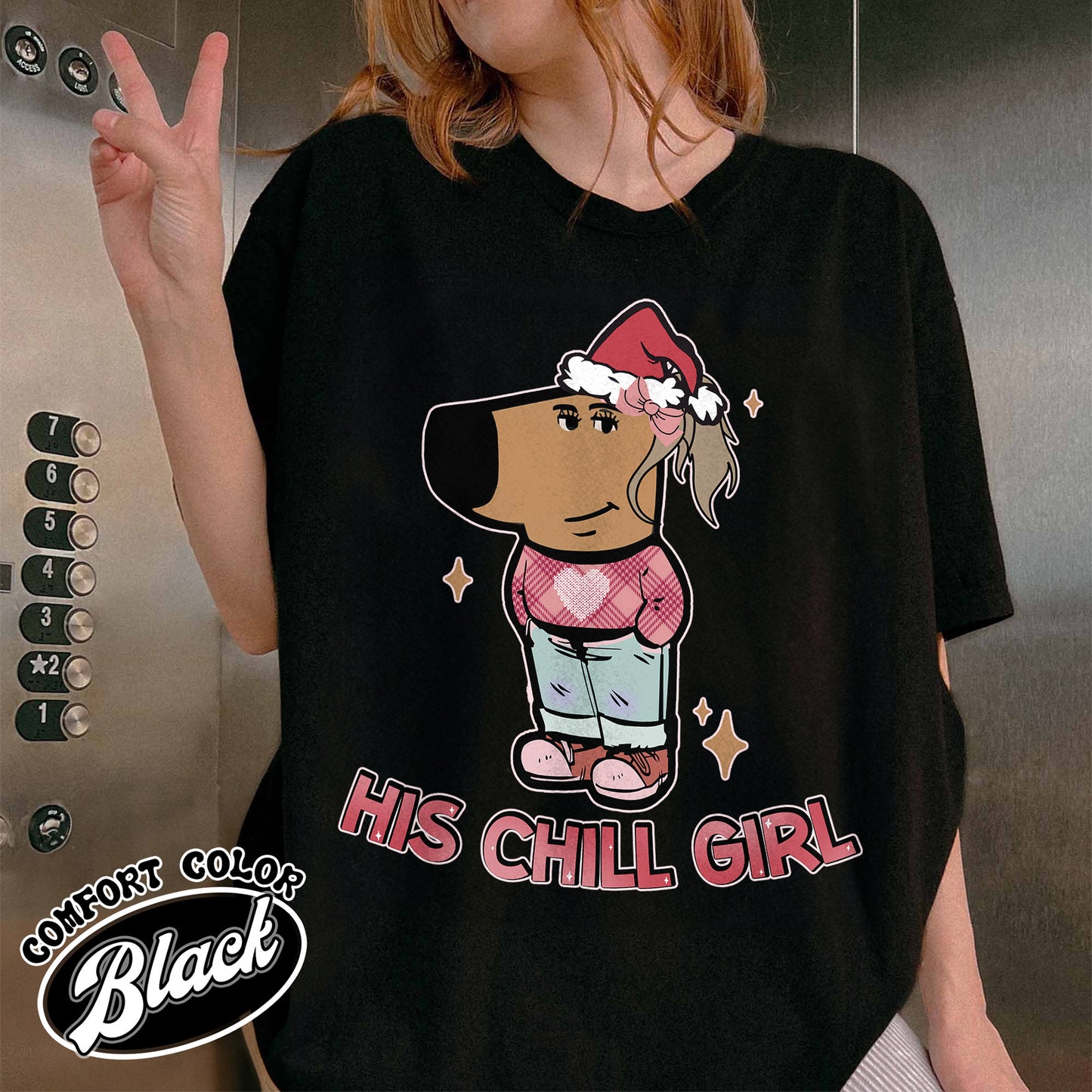 Chilly Christmas Comfort Color Shirt, Funny Boyfriend Shirt, Chill Dog TikTok Meme, Viral Dog Cartoon Shirt, Matching Xmas Tshirt, Funny Couple Christmas Shirt