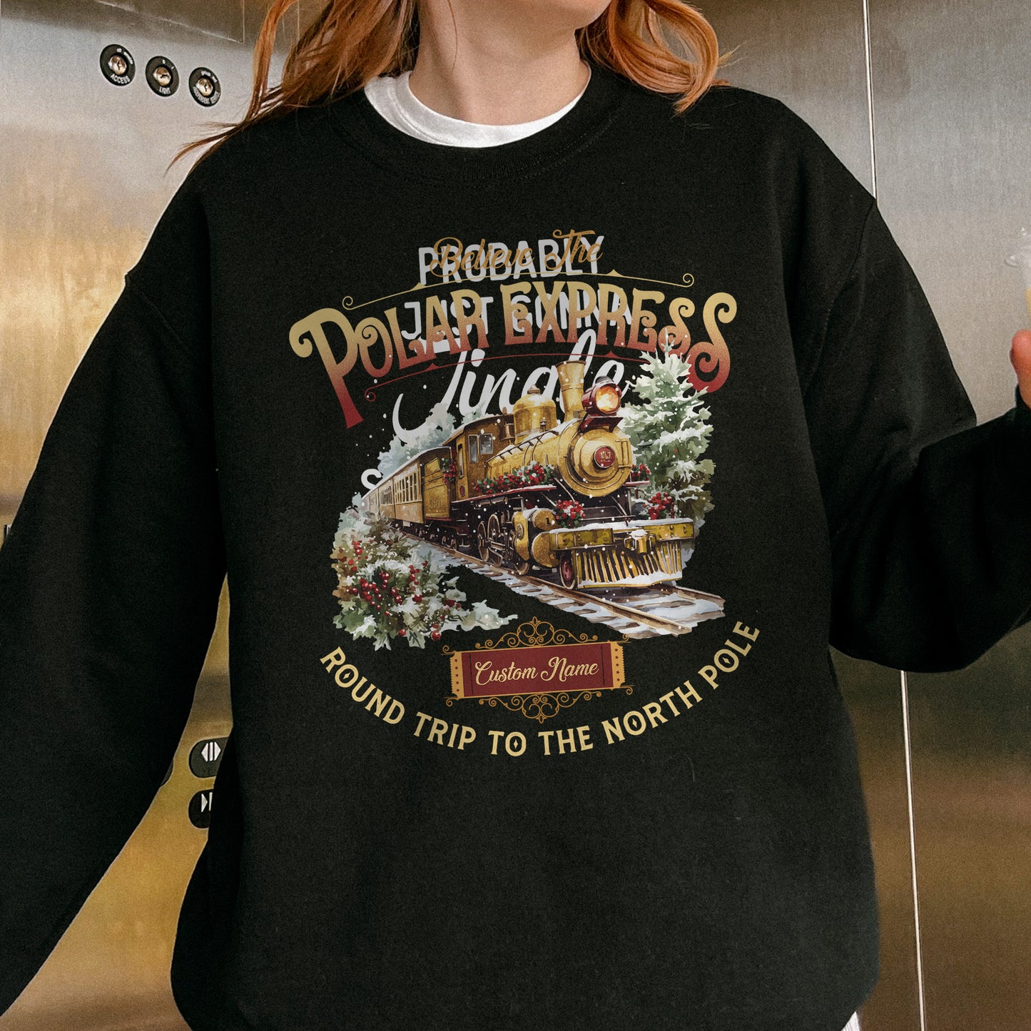 Custom Polar Express Sweatshirt | Believe Round Trip to the North Pole Sweatshirt
