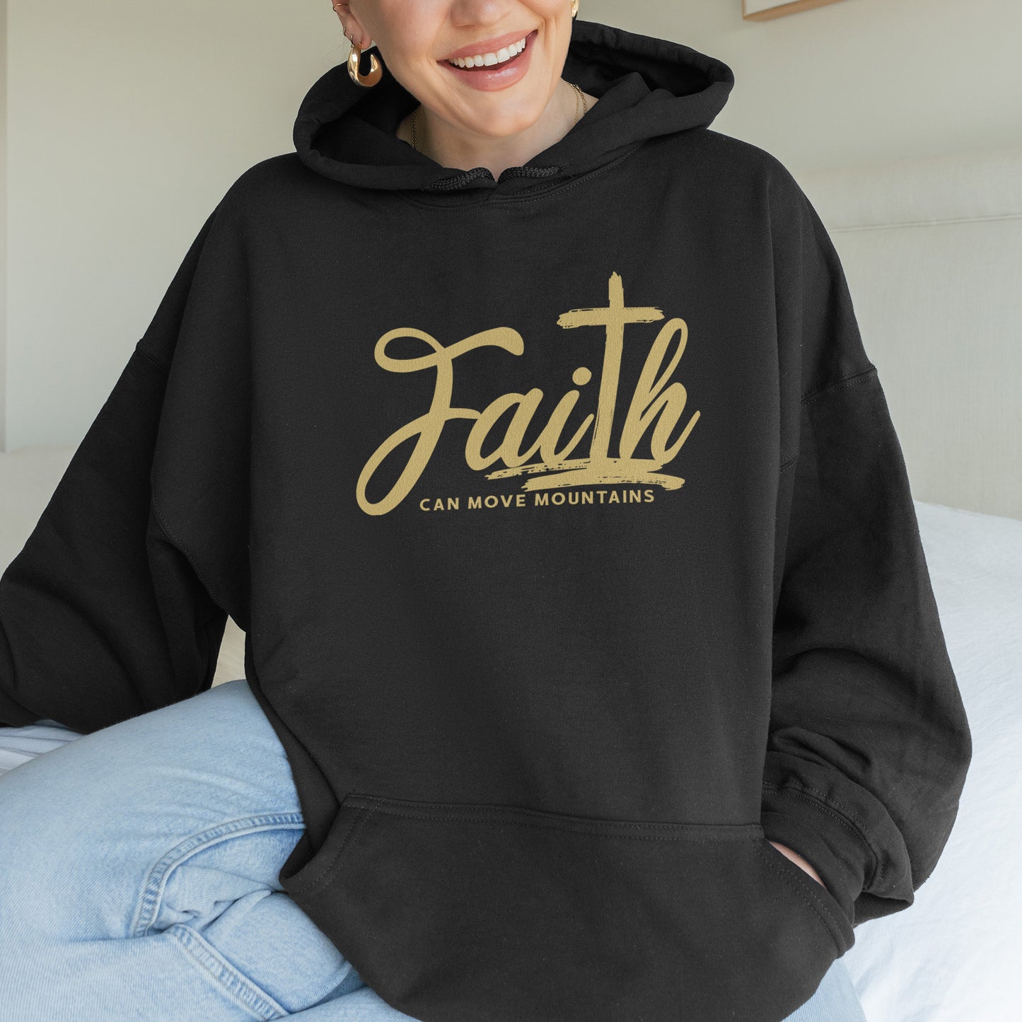 Faith Can Move Mountains Hoodie | Christian Cross Bible Verse Hoodie