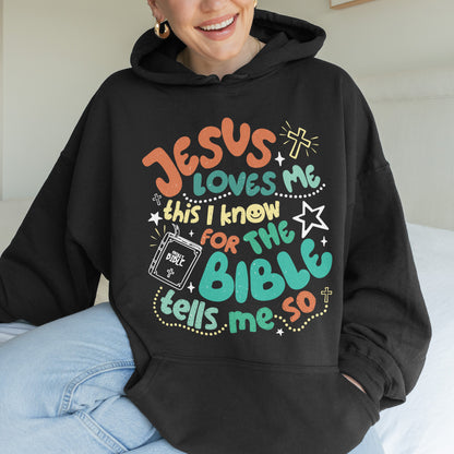 Jesus Loves Me This I Know Hoodie: Christian Bible Verse Hoodie, Kids Youth Faith Hoodie