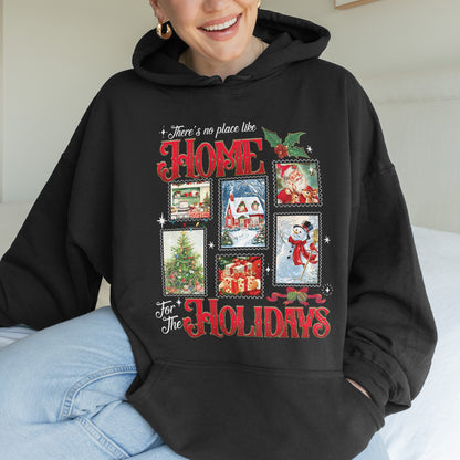 Home for the Holidays Hoodie: Vintage Christmas Hoodie, Merry Xmas Hoodie, Festive Family Xmas Hoodie