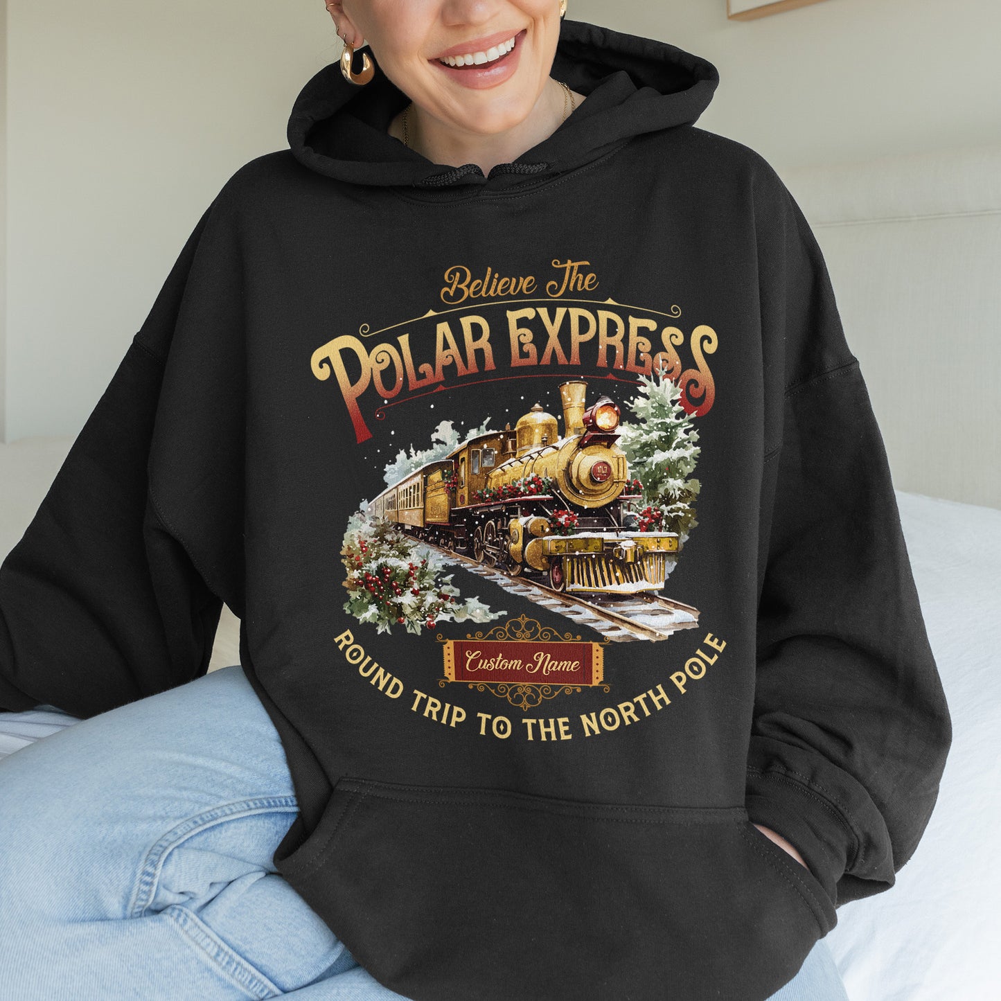 Custom Polar Express Hoodie | Believe Round Trip to the North Pole Hoodie