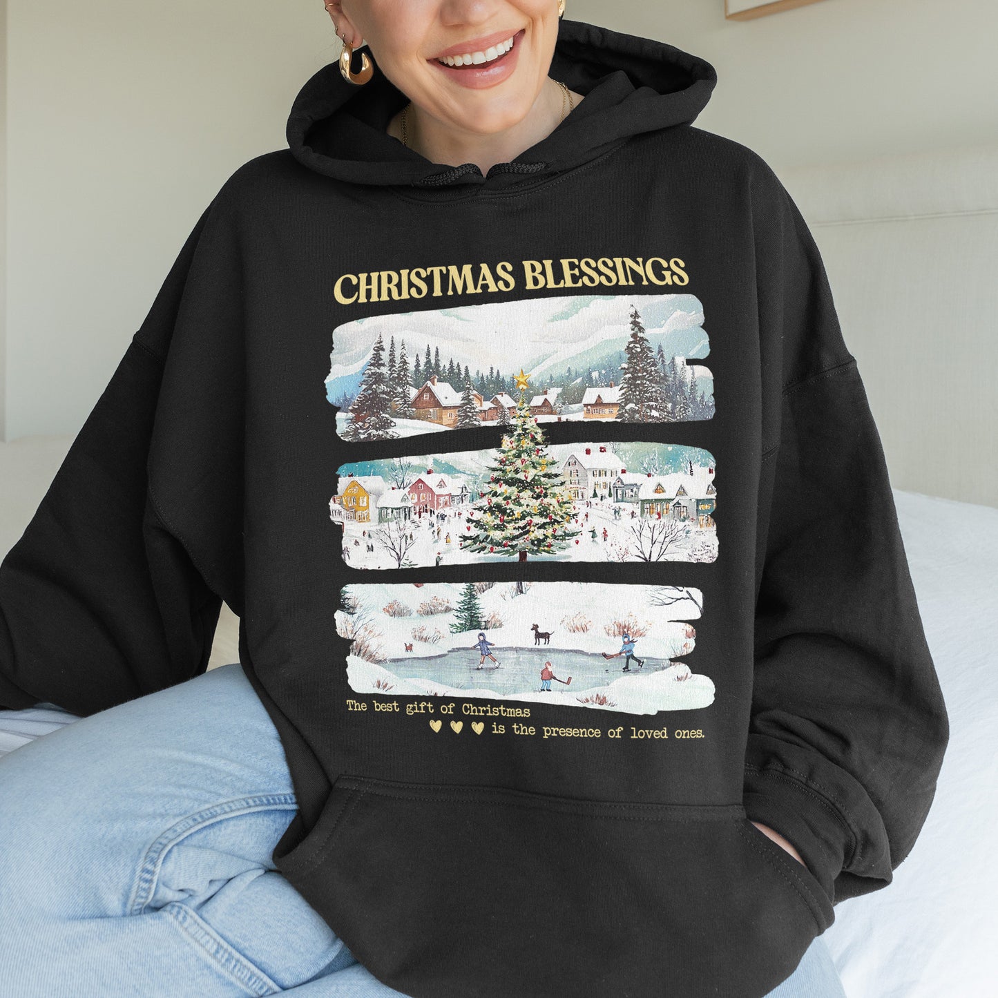 Merry Christmas Hoodie: Christmas Blessings Hoodie, Cute Santa Hoodie, Xmas Hoodie