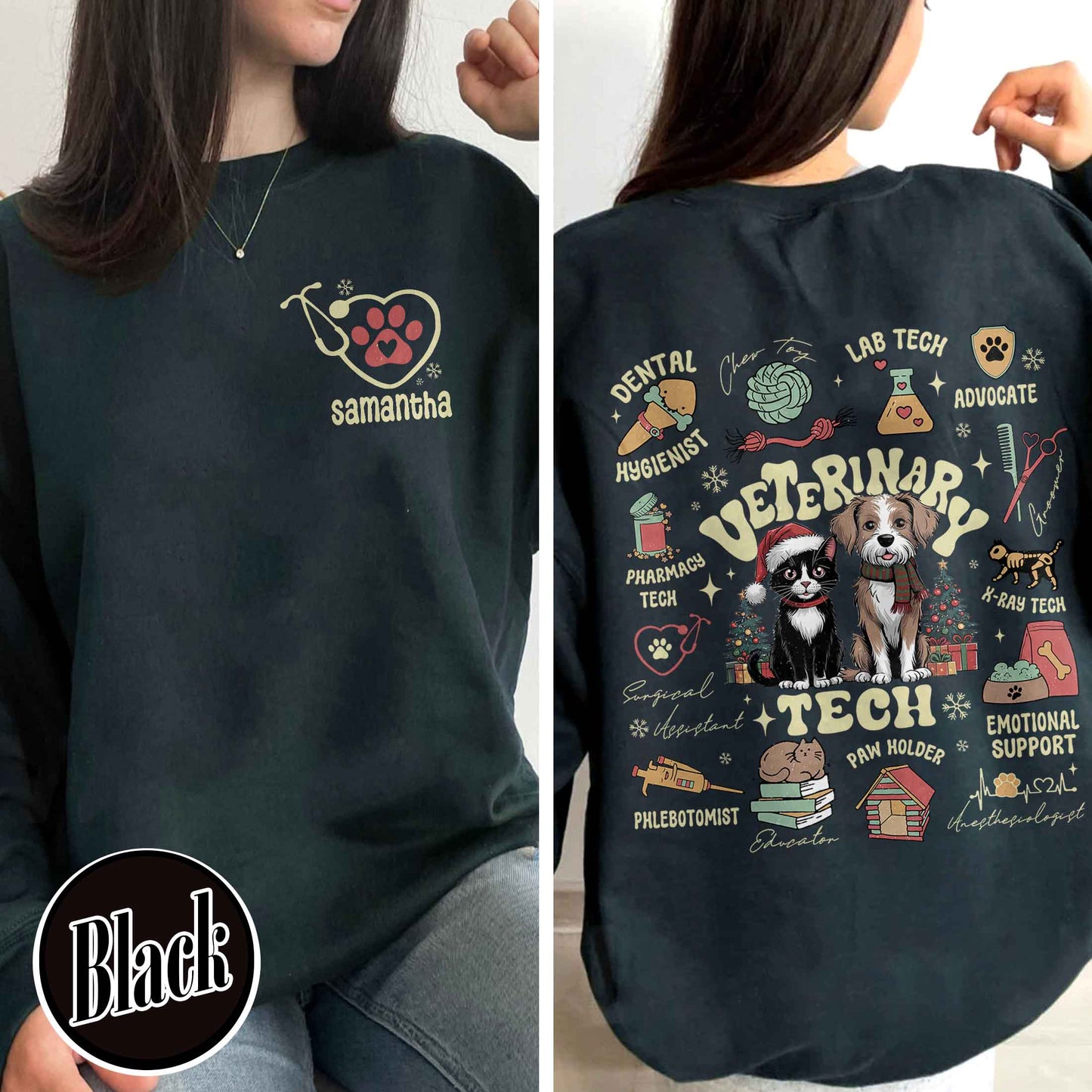 Vet Tech Sweatshirt Personalized, Vet Tech Week 2024, Custom Christmas Vet Tech Sweatshirt, Custom Vet Assistant Sweatshirt, Animal Doctor Gift, Nurse Vet Sweatshirt