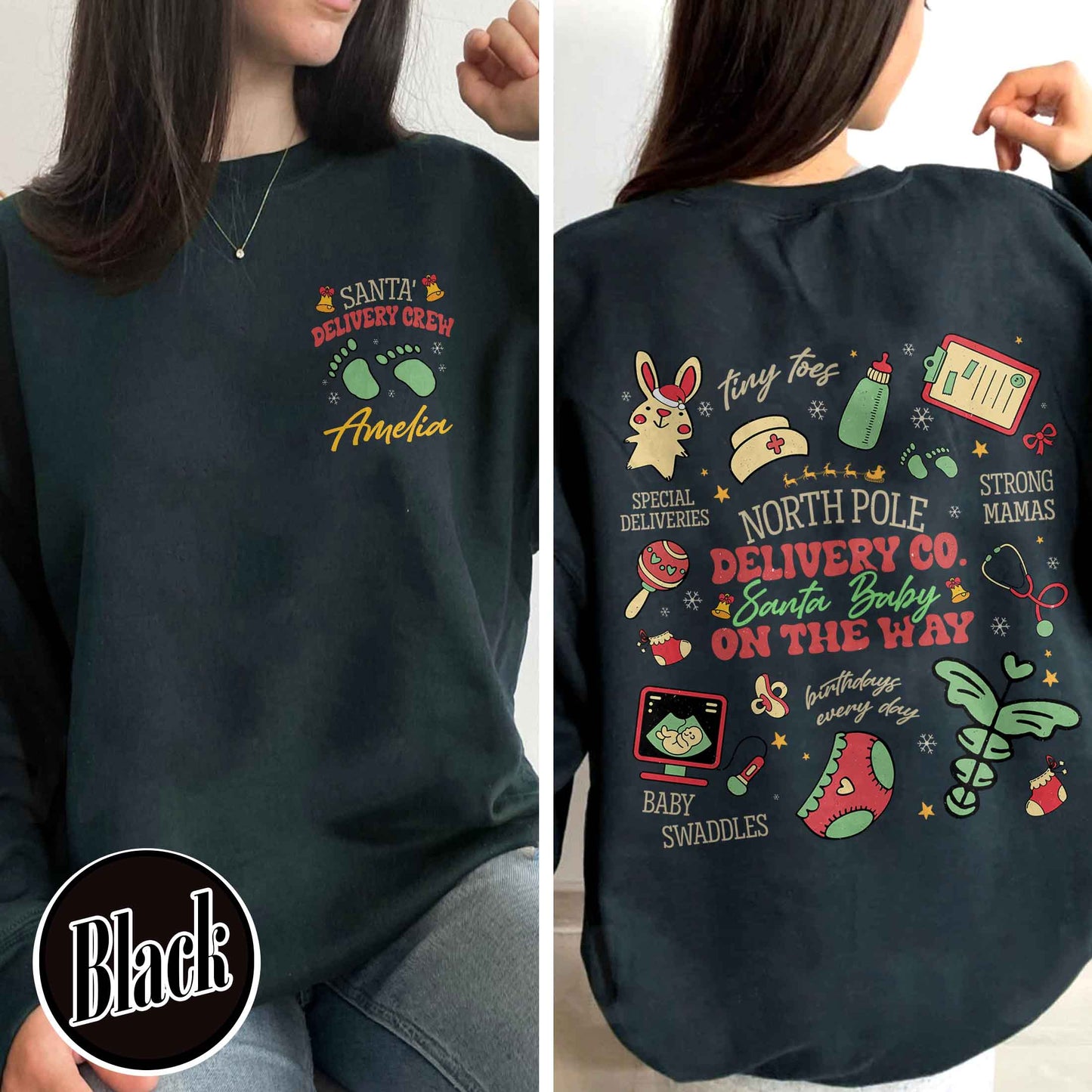 Christmas Tree Pregnancy Announcement, Santa Baby Pregnancy Sweatshirt, Labor and Delivery Nurse Sweatshirt, Nurse Christmas Sweatshirt, Delivery Crew Sweatshirt