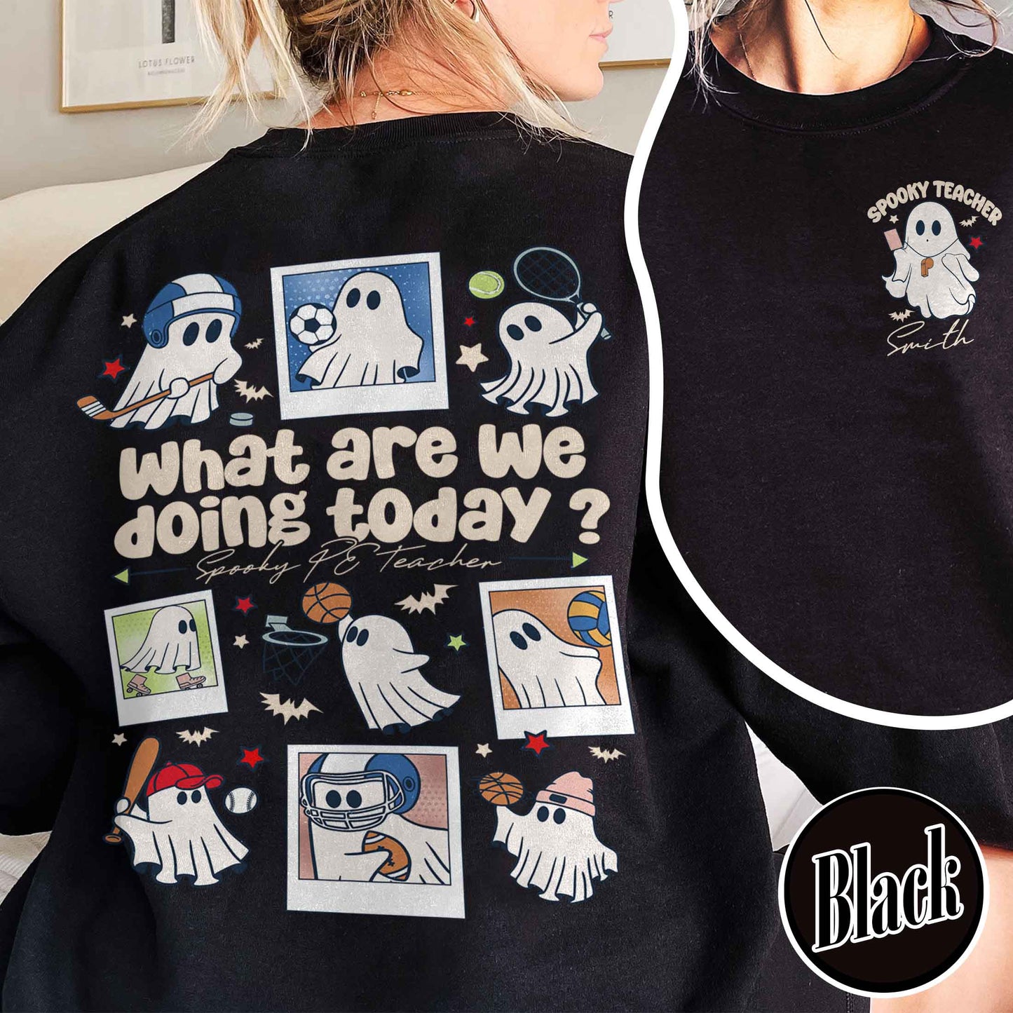 Halloween PE Teacher Sweatshirt, Pe Teacher Coach Ghost Sweatshirt, Spooky PE Teacher Sweatshirt