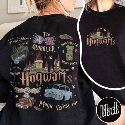 Wizard School Fandom Sweatshirt, Book Reading Magic Sweatshirt, Bookish Sweatshirt, Hp Inspired Two Sided Sweatshirt, Gift For Friends