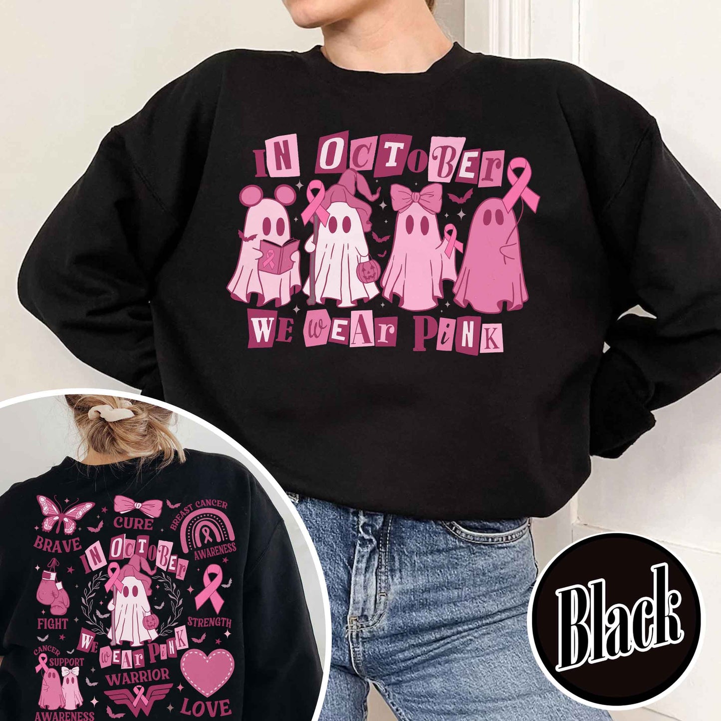 Breast Cancer Awareness Sweatshirt, Breast Cancer Support Squad Sweatshirt, in October We Wear Pink Sweatshirt