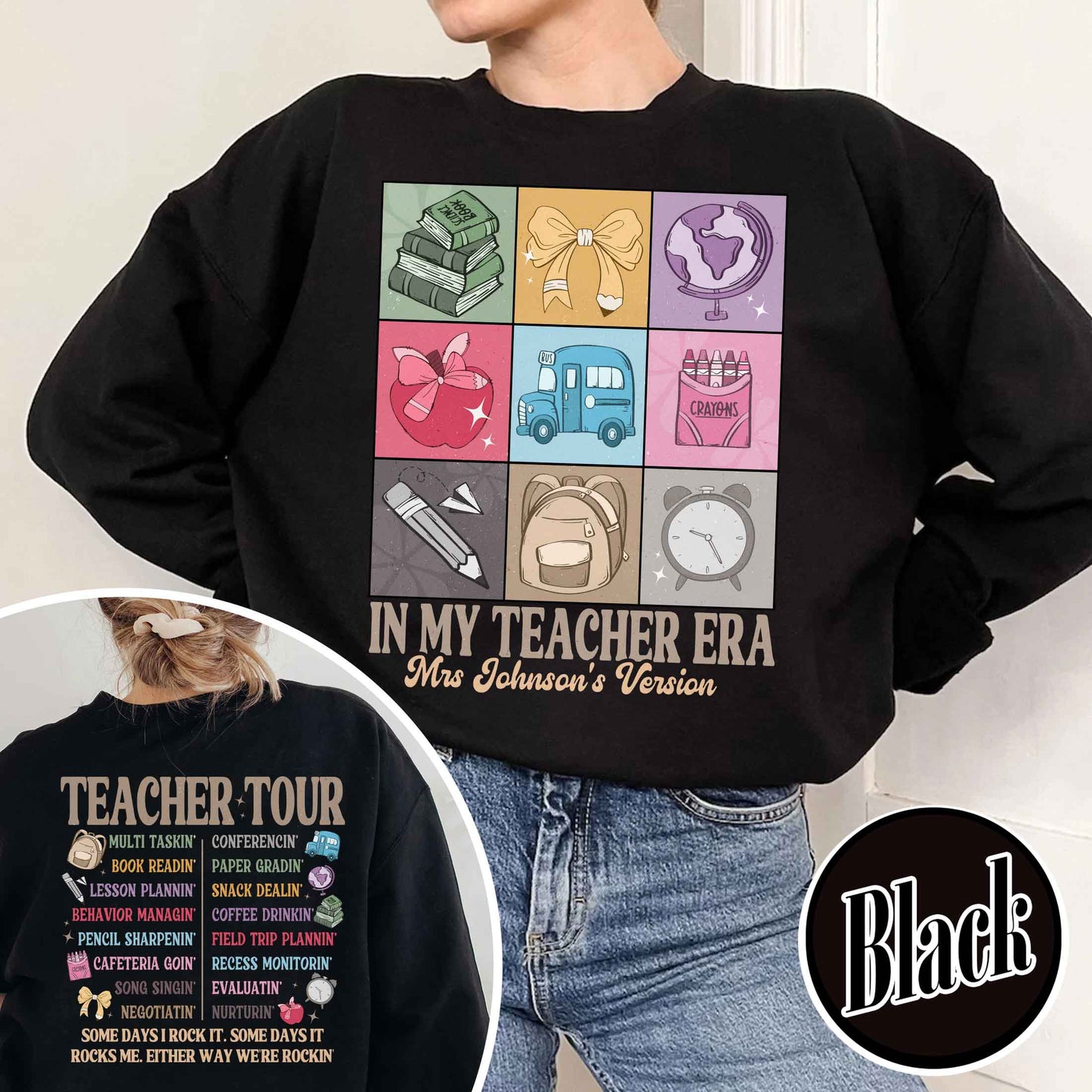 Back to School Sweatshirt, Custom Name Teacher Sweatshirt, Abcd Teacher Tour Sweatshirt, Gift for Teacher