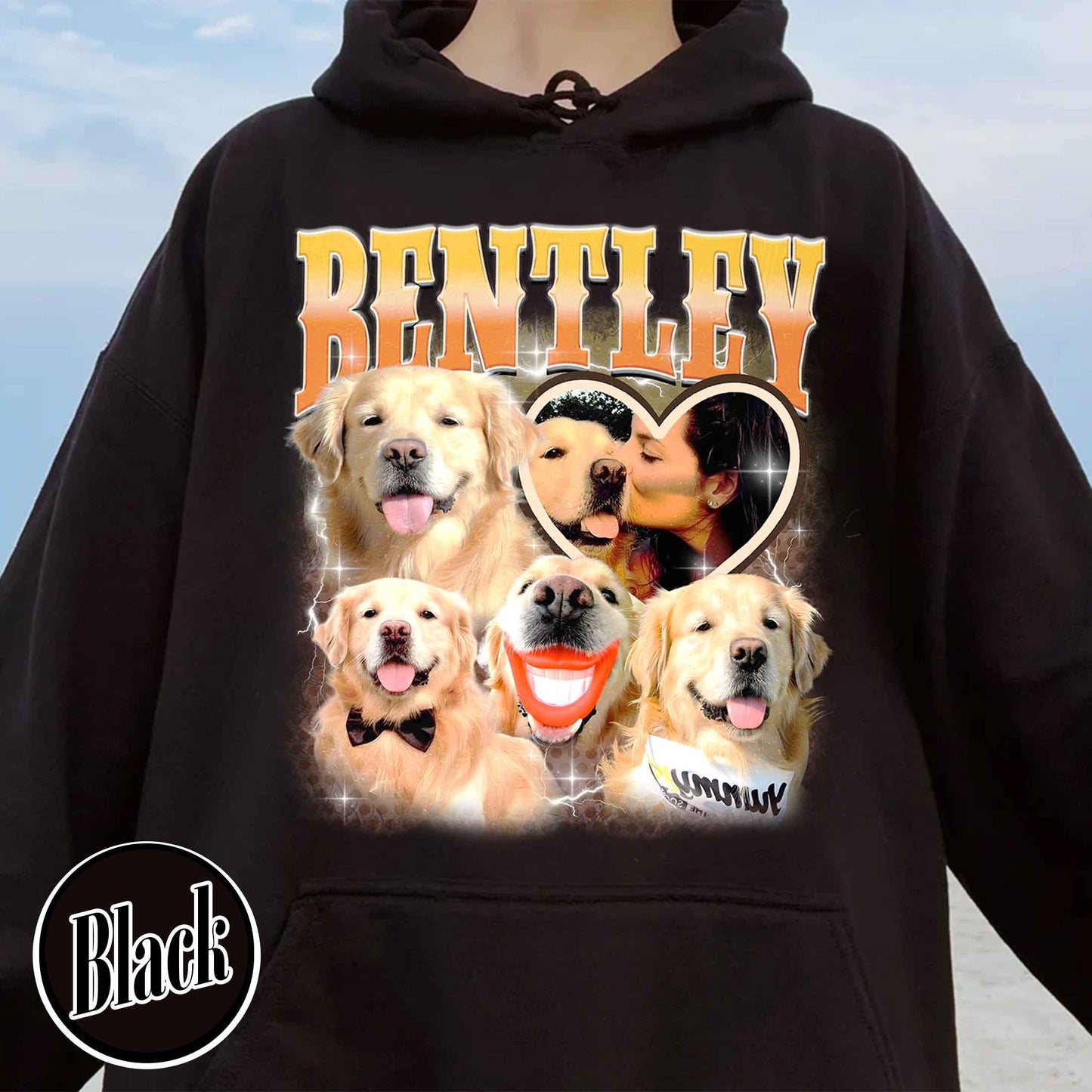 Custom Hoodie, Custom Pet Photo Hoodie, Custom Retro Dog Bootleg Hoodie, Pet Lovers Gift