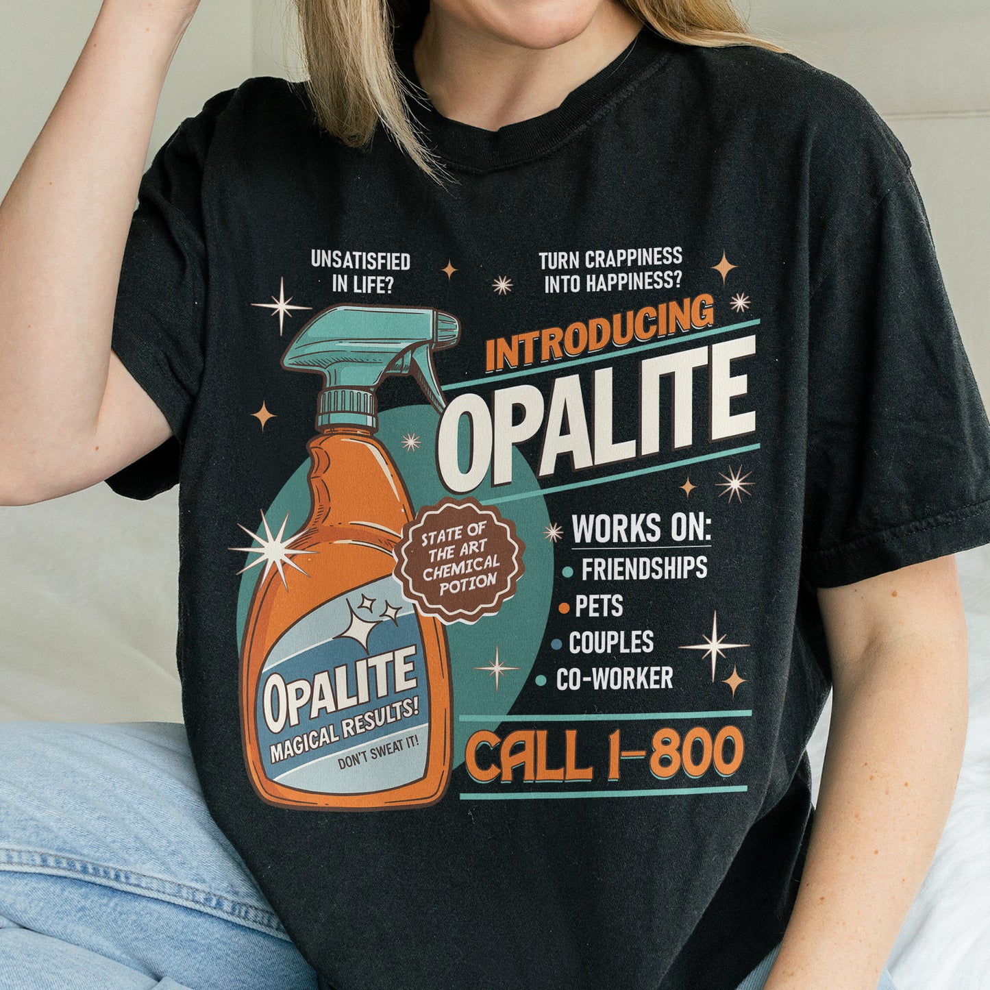 Opalite Spray Retro Graphic, Don't Sweat It, Magical Result, Showgirl Tshirt