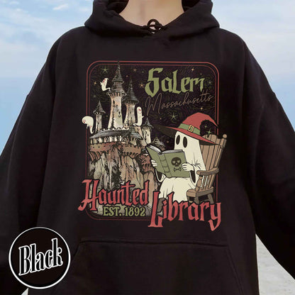 Halloween Book Lover Hoodie, the Haunted Library Hoodie, Salem Book Club Hoodie