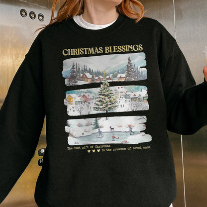 Merry Christmas Sweatshirt: Christmas Blessings Sweatshirt, Cute Santa Sweatshirt, Xmas Sweatshirt