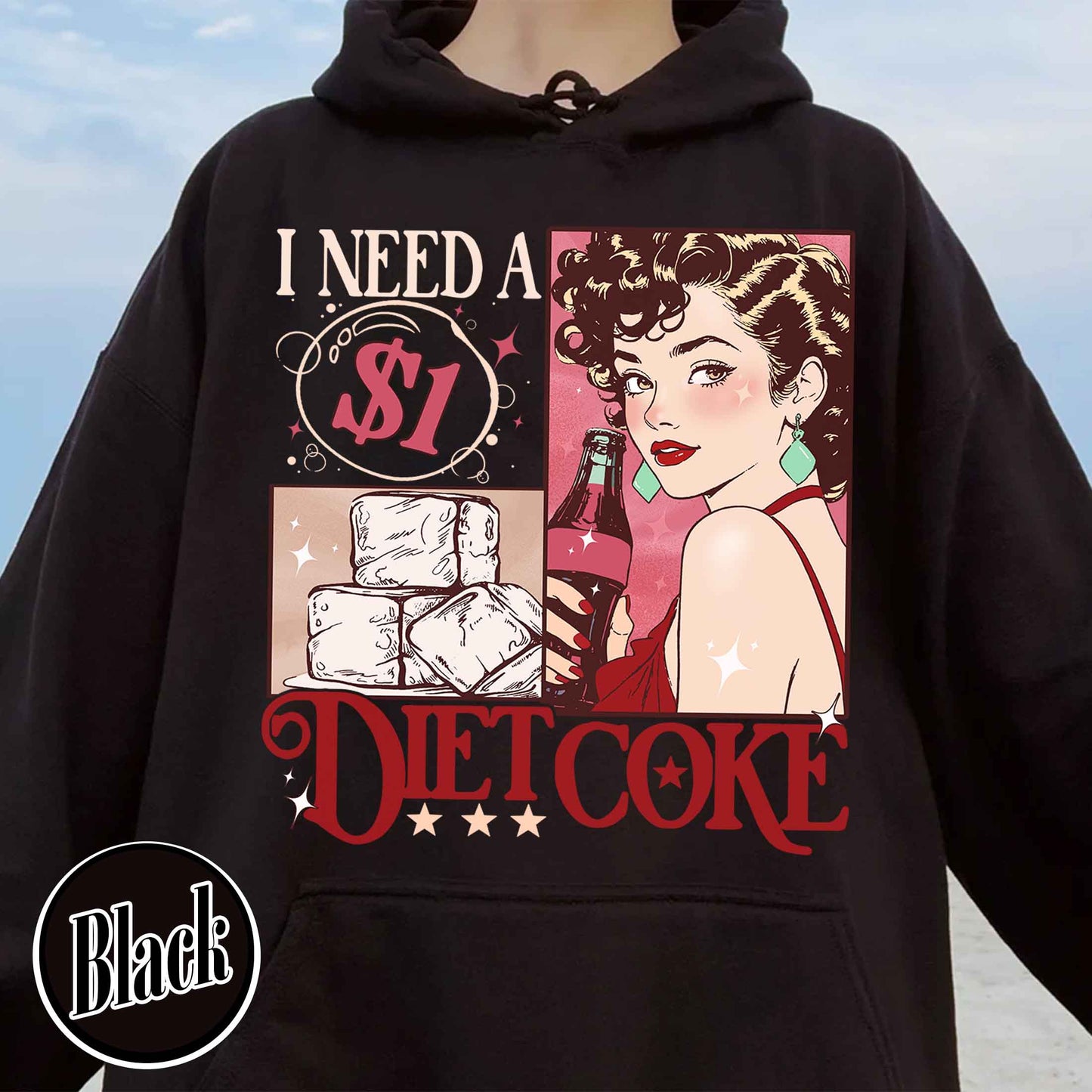 Diet Coke Hoodie, I Need a Diet Coke Pop Caffeine Cola Drinks Hoodie, Trendy Funny Hoodie