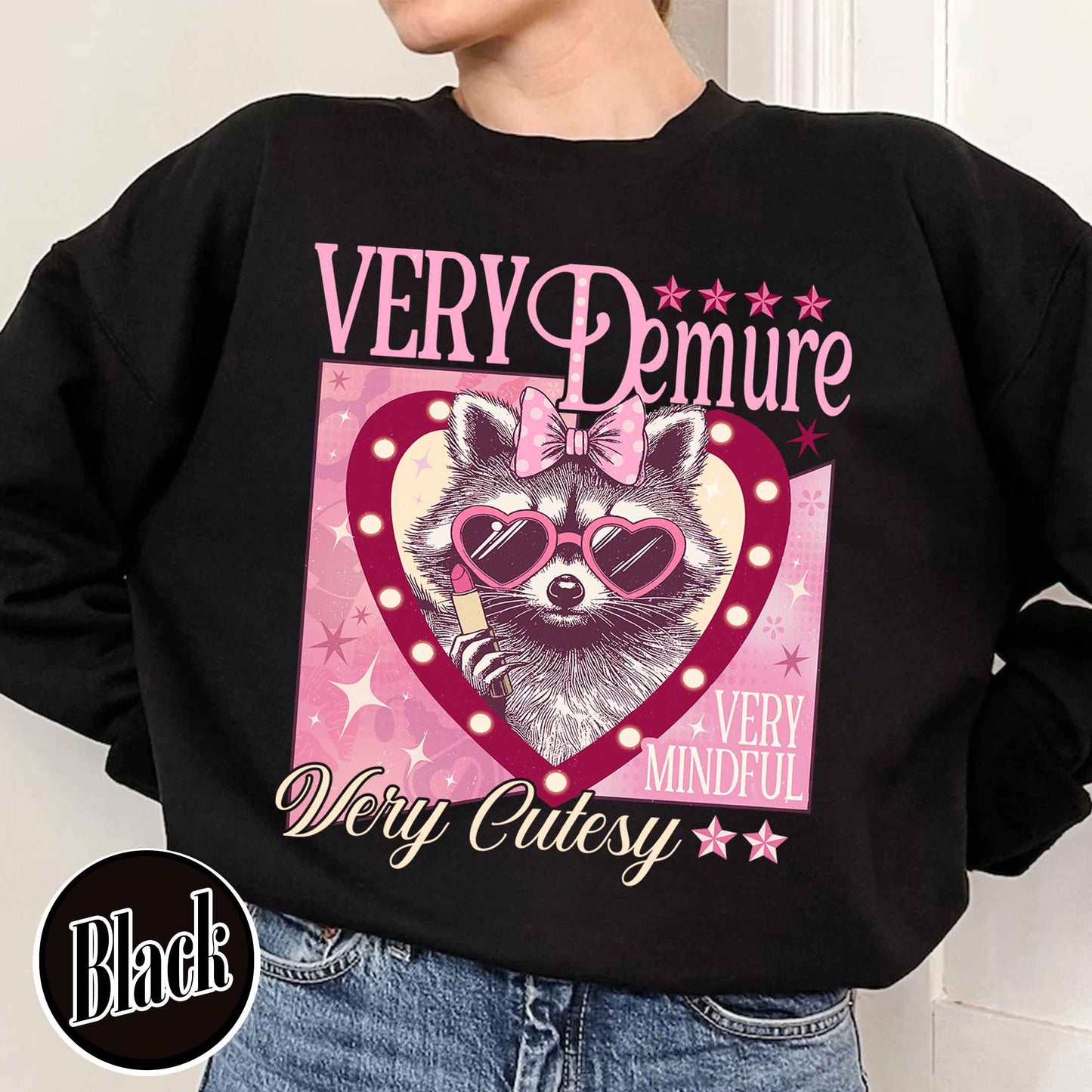 Funny Racoon Sweatshirt, Very Demure Very Mindful Sweatshirt, Demure Social Club Sweatshirt