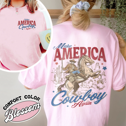 Make America Cowboy Again Comfort Colors Shirt,Make America Cowboy Again Tshirt,4th of July Shirts,4th of July Western Comfort Colors Shirt