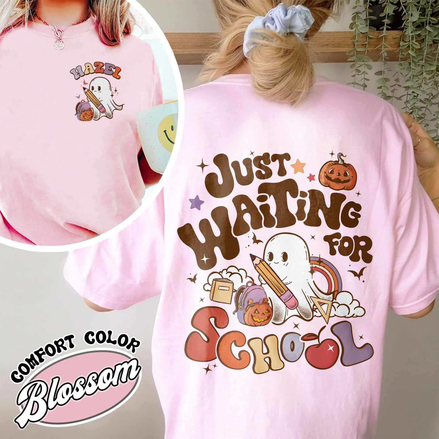 Halloween Comfort Color Shirt, Waiting for Back to School Shirt, Custom Halloween Teacher Shirt