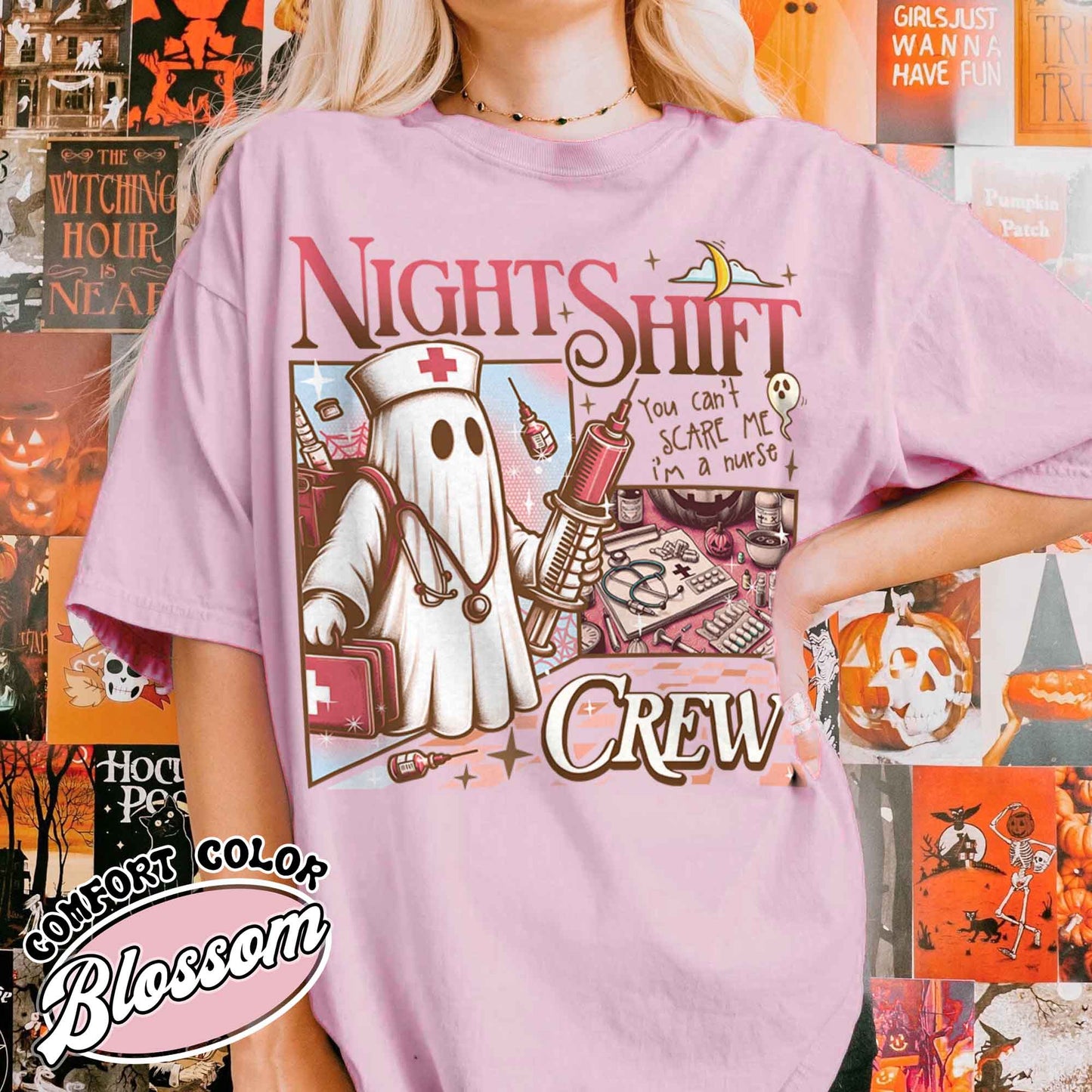 Night Shift Crew Ghost Shirt, Night Shift Crew Halloween Shirt, Halloween Night Shift Crew, Registered Nurse Halloween Shirt, Halloween RN Shirt