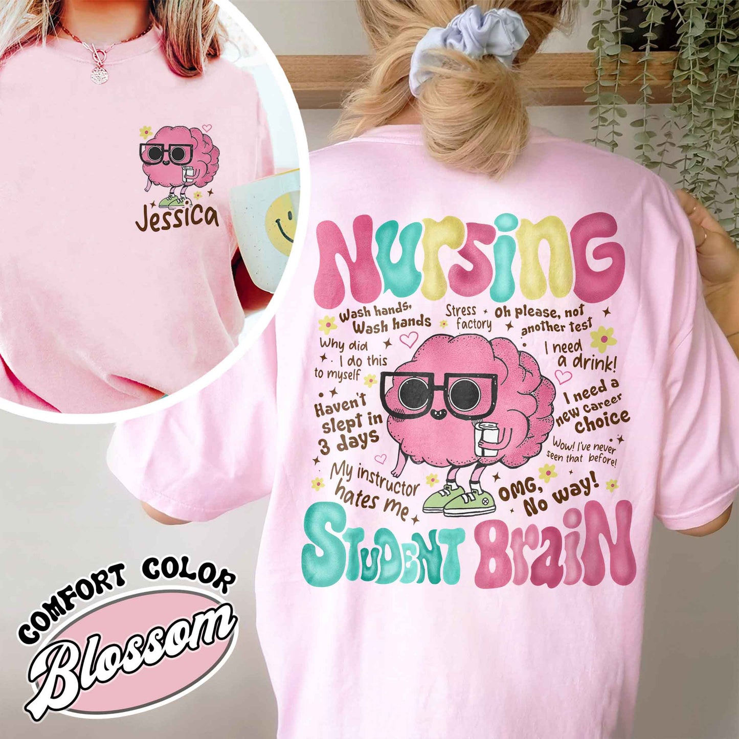 Nursing Student Brain Comfort Colors, Nursing School, Nurse Shirt, For Work Rn, Nurse Life Shirt, Registered Nurse Hoodie, Cna Shirt