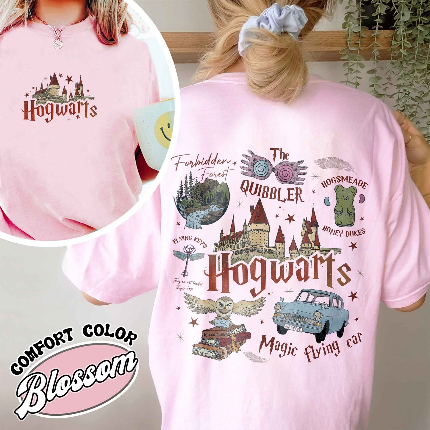 Wizard School Fandom Comfort Colors Shirt, Book Reading Magic Shirt, Bookish Shirt, Hp Inspired Two Sided T Shirt, Gift For Friends