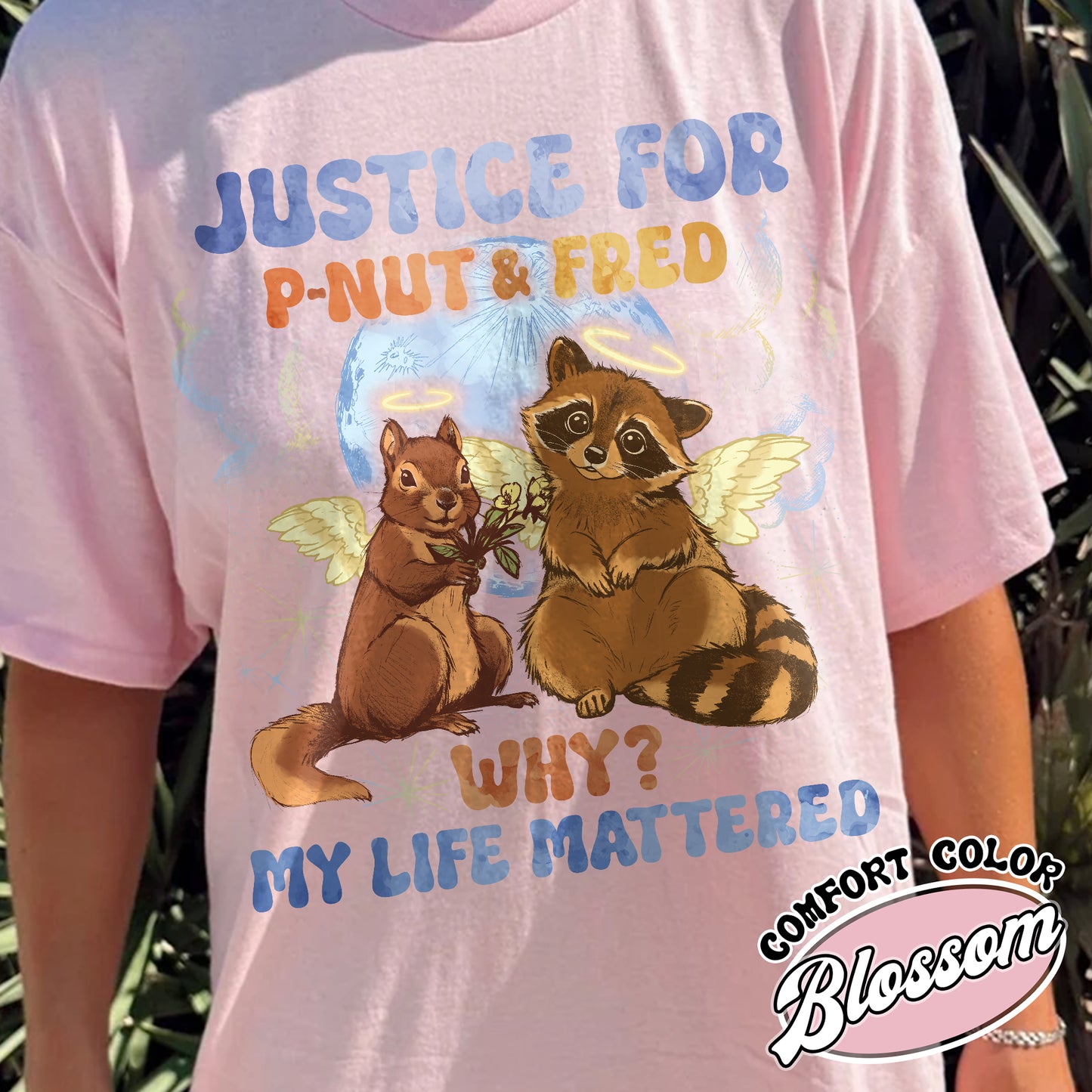 Justice for P'nut and Fred Shirt,P’Nut The Squirrel,Raccoon With Moon Shirt,Animal Rights Shirt,P'nut and Raccoons Vintage Graphic shirt