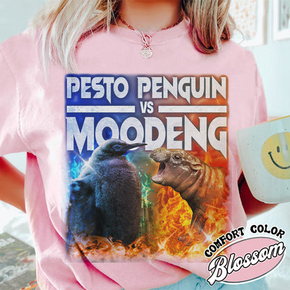 Pesto the Penguin Shirt, Moo Deng Shirt, Hippo Moo Deng Shirt, Animal Lover Gift, the Penguin Viral Cute Shirt, Funny Penguin, Zoo Baby Hippo