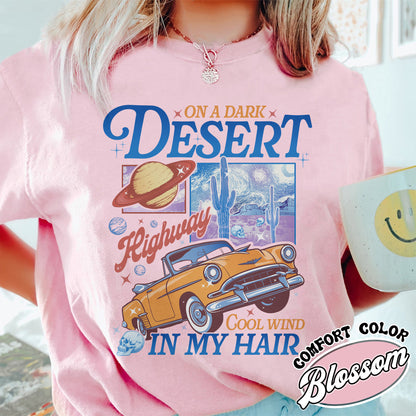 Adventure Camping Comfort Color Shirt, on a Dark Desert Highway Shirt, Desert Shirt