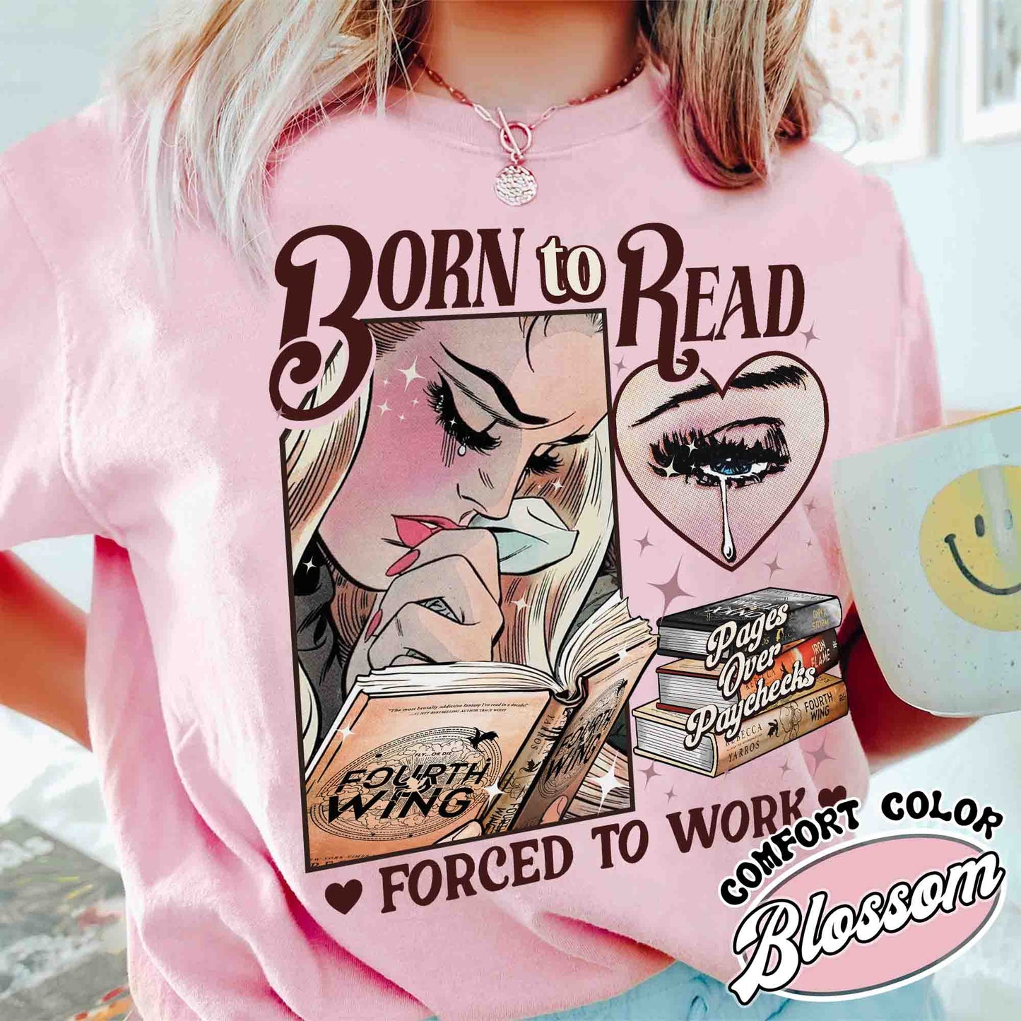 Born To Read Forced To Work Shirt, Born To Read FW Shirt, Born To Read Bookish Crewneck, Basgiath War College, Dragon Rider, Fantasy Reader