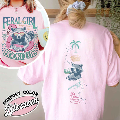 Book Girl Summer Comfort Color Shirt, Beach Book Lover Summer Bookish Funny Reader, Feral Girl Summer Raccoon Shirt, Funny Meme Raccoon T Shirt, Bookish