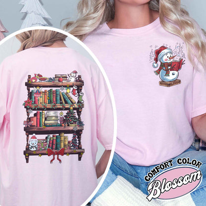 Funny Librarian Shirt, Book Lover Librarian Gift, Bookworm Christmas Shirt, Library Shirts for Christmas, Snowman Read Book Shirt