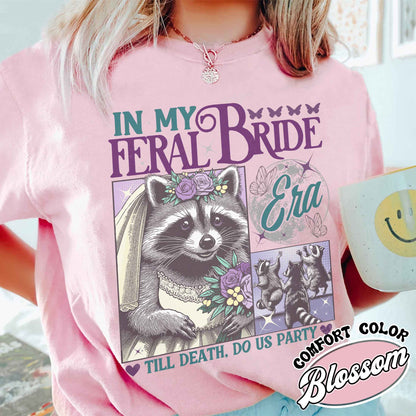 Funny Bride Shirt, Raccoon Bride Shirt, in My Raccoon Bride Era Shirt, Gift for Bride, Distressed Retro Raccoon Bride Comfort Colors TShirt