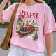 Believe Polar Express Christmas Train Shirt | Holiday Santa Sleigh Tee