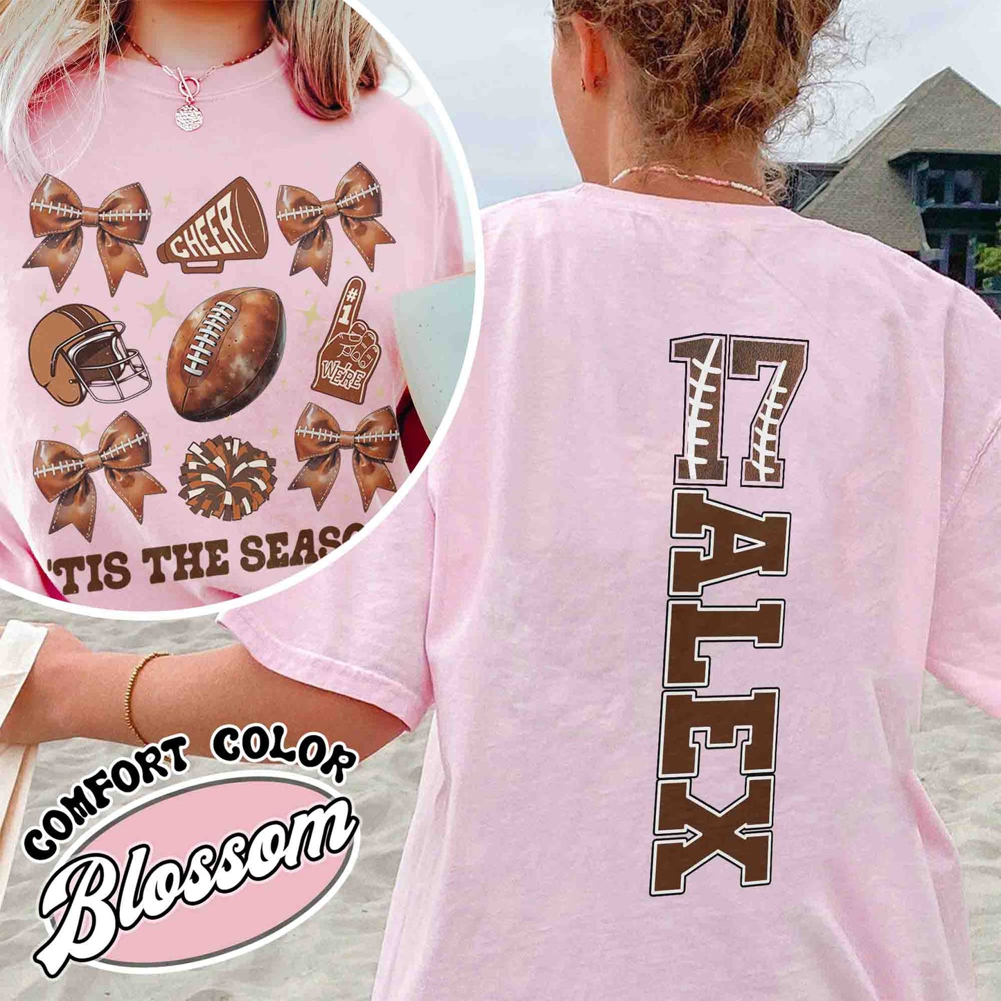 Coquette Bow Football Season, Football With Coquette Bow, Football Mom Shirt, Custom Shirt for Football, Custom Football Cheer, American Football