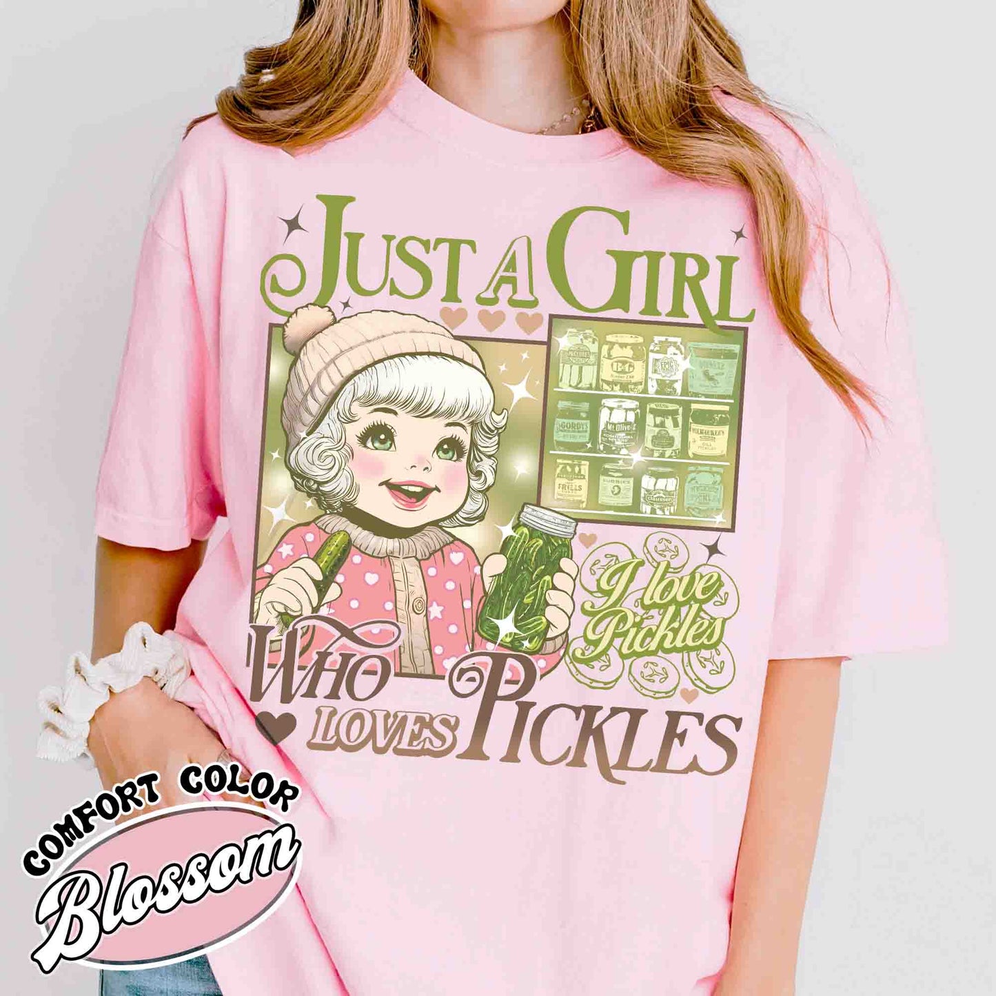 Pickle T-Shirt, Canned Pickles T Shirt, Canned Pickles T-Shirt, Pickle Jar T Shirt, Women Christmas Gift, Just a Girl Who Loves Pickles Shirt