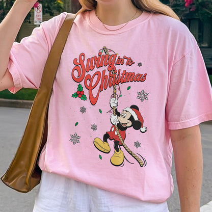 Swing Into Christmas Shirt: Funny Mickey Christmas Tee, Cute Holiday Shirt, Festive Disney Christmas Outfit Tshirt
