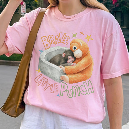 Punch the Monkey, Hang In There Punch, Team Punch, Baby Monkey Holding Plush Toy, Animal Lover Gift Tshirt