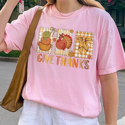 Thanksgiving Holiday, Give Thanks Coquette, Fall Pumpkin Turkey, Grateful Thankful Blessed, Autumn Gift Tshirt